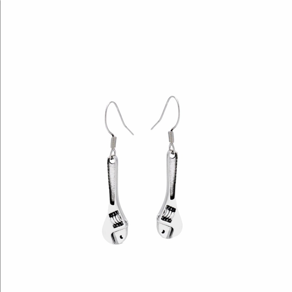 Stainless Steel Wrench Earrings, hook. dangle
